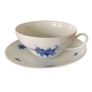 Rosenthal Studio Linie Vintage Rhapsody Blue White Porcelain Tea Cup and Saucer